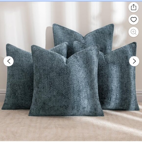 4 Couch Throw Pillow Covers 18x18" Navy Blue Soft Decorative Chenille Farmhouse - Picture 6 of 6